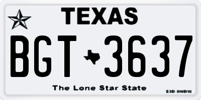 TX license plate BGT3637