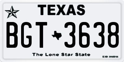 TX license plate BGT3638