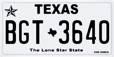 TX license plate BGT3640