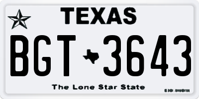 TX license plate BGT3643