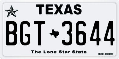 TX license plate BGT3644