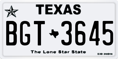 TX license plate BGT3645