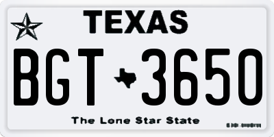 TX license plate BGT3650