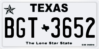 TX license plate BGT3652