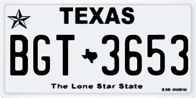 TX license plate BGT3653