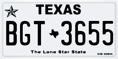 TX license plate BGT3655