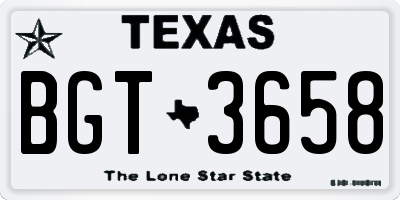 TX license plate BGT3658