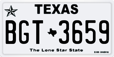 TX license plate BGT3659