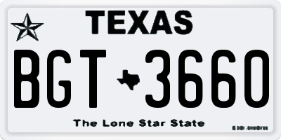 TX license plate BGT3660