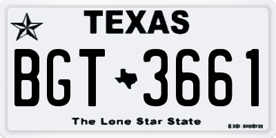 TX license plate BGT3661