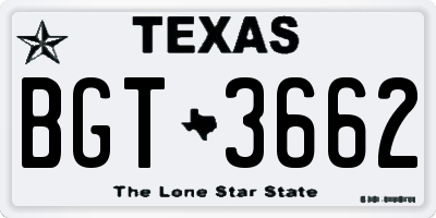 TX license plate BGT3662