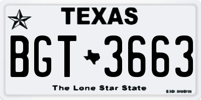 TX license plate BGT3663