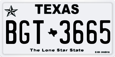 TX license plate BGT3665