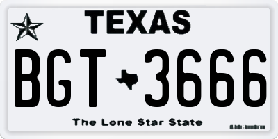 TX license plate BGT3666