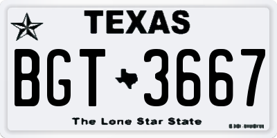 TX license plate BGT3667