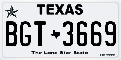 TX license plate BGT3669