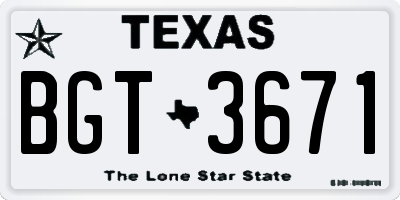 TX license plate BGT3671
