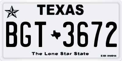 TX license plate BGT3672