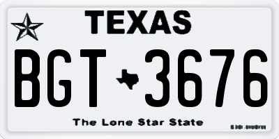 TX license plate BGT3676