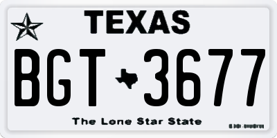 TX license plate BGT3677