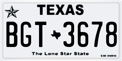 TX license plate BGT3678