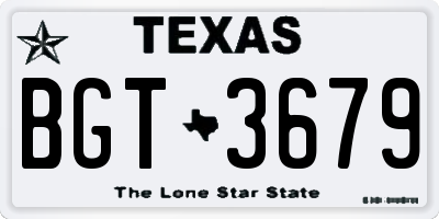 TX license plate BGT3679