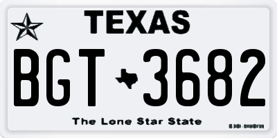 TX license plate BGT3682