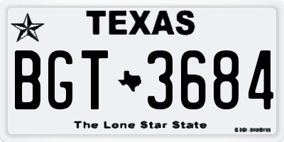 TX license plate BGT3684