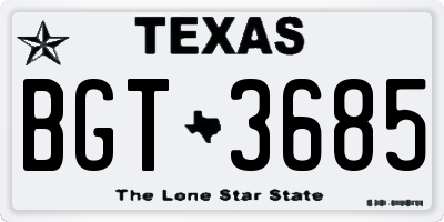 TX license plate BGT3685