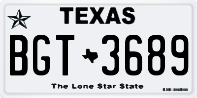 TX license plate BGT3689