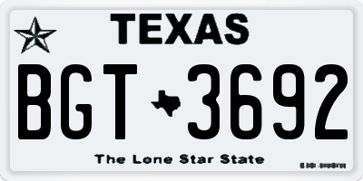 TX license plate BGT3692