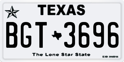TX license plate BGT3696