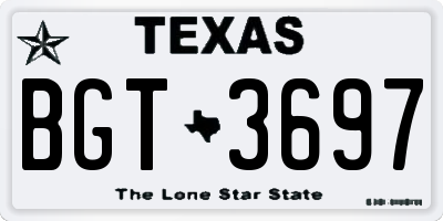 TX license plate BGT3697