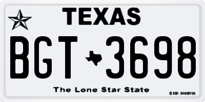 TX license plate BGT3698