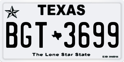 TX license plate BGT3699