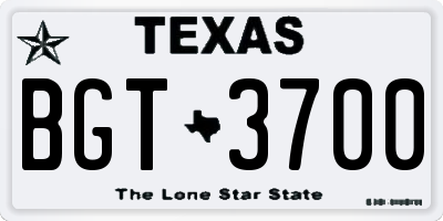 TX license plate BGT3700
