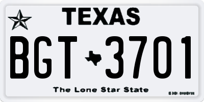 TX license plate BGT3701