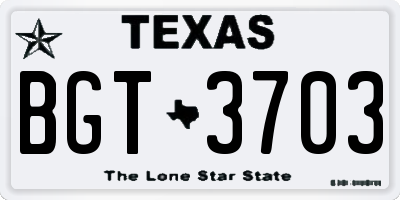 TX license plate BGT3703