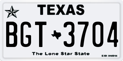 TX license plate BGT3704