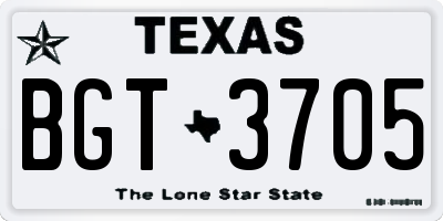 TX license plate BGT3705