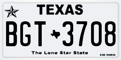 TX license plate BGT3708