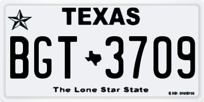 TX license plate BGT3709