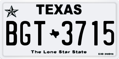 TX license plate BGT3715