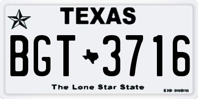 TX license plate BGT3716