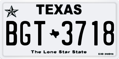 TX license plate BGT3718