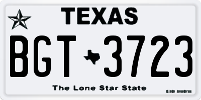 TX license plate BGT3723