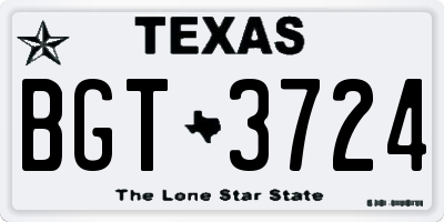 TX license plate BGT3724