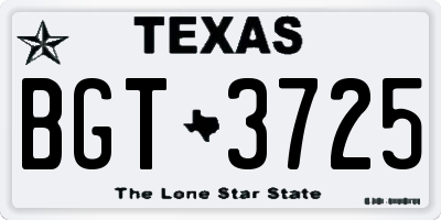 TX license plate BGT3725