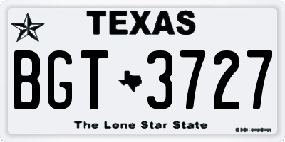 TX license plate BGT3727