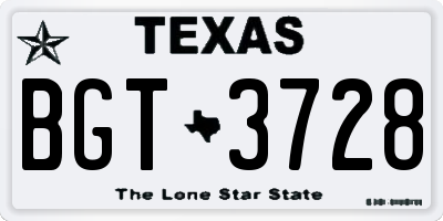TX license plate BGT3728